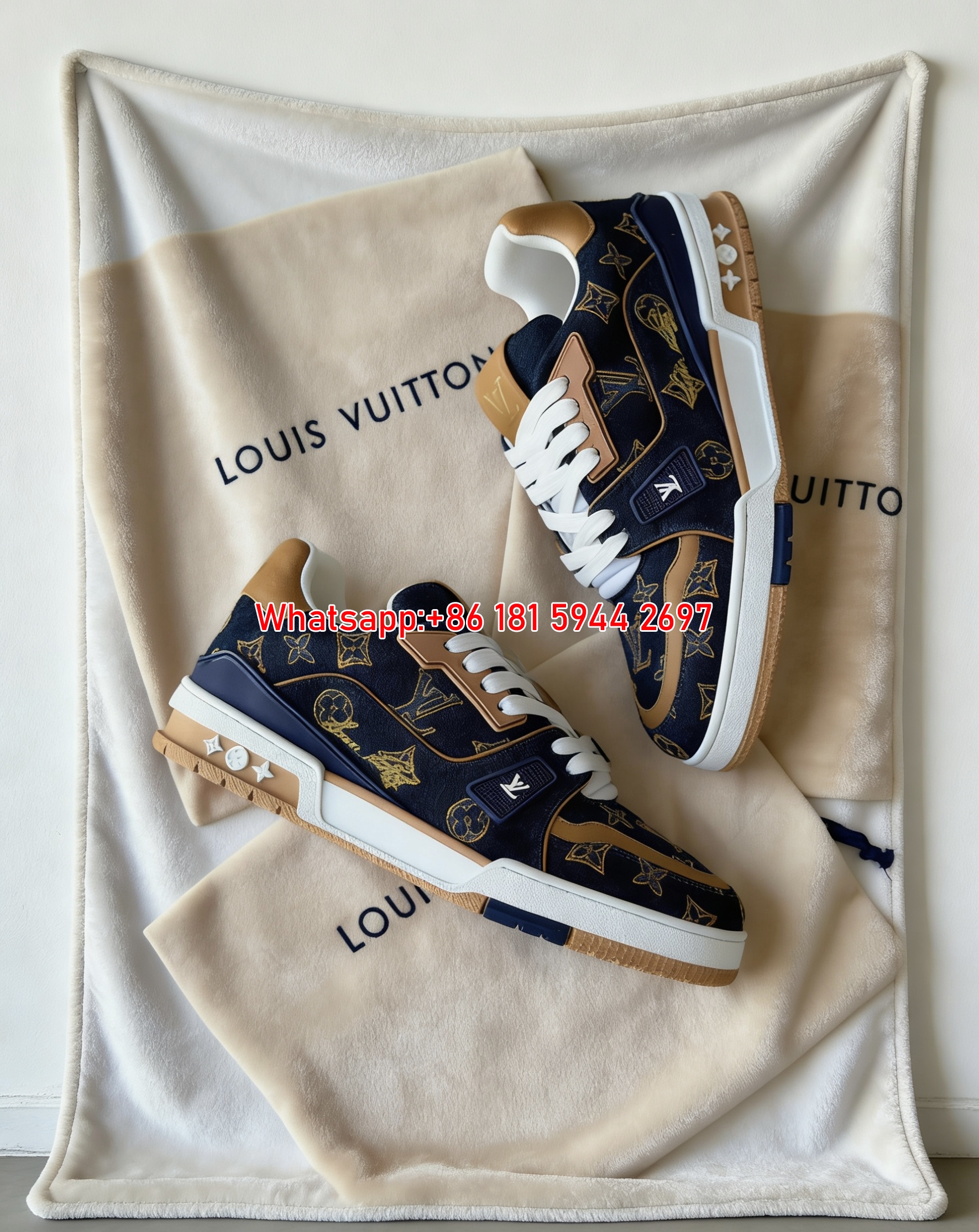 Blue Denim LV Flannel Throw Blanket 382